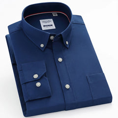 Premium Men's Plaid Striped Dress Shirt - Comfortable Cotton, Long Sleeve - For Spring Autumn Casual or Light Business Wear
