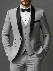 Men's 3pcs Suit Set, Jacket + Vest + Pants, Fashionable High-Quality, Suitable for Weddings, Parties and Formal Occasions