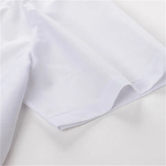 White Men's Guayabera Shirts Fashion Embroidered Short Sleeve Shirts for Men Mexican Cuban Shirts with Four Pockets