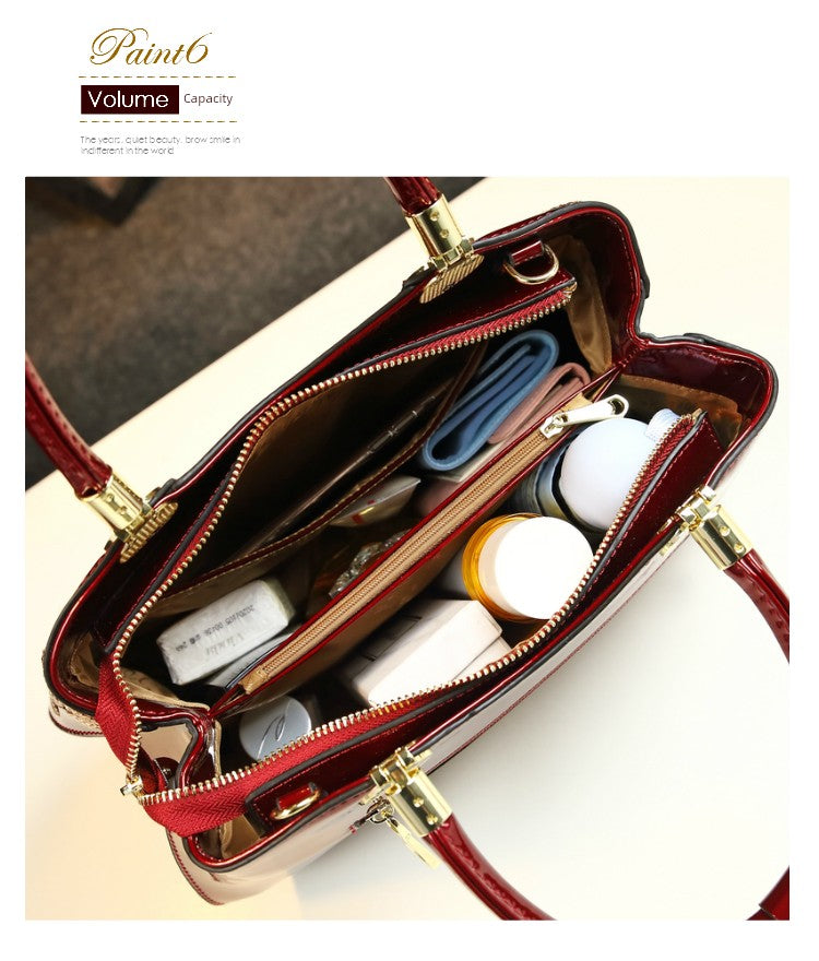 Middle-Aged Women's Bag 2024 New Arrival Elegant Brand Women's Bag Crossbody Shoulder Handbag Genuine Leather Mother Bag Patent Leather SHOWLU FASHION STORE