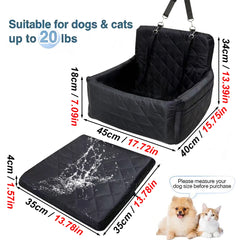1PC Warm Portable Dog Car Seat for Pet Small Medium Dogs with Washable Cushion Bed Safety Belt Storage Pocket for Outdoor Travel