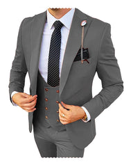 Formal Men 3 Piece Wedding Suit Groom Tuxedo Slim Fit Business Suits Champagne Wedding Suit Costume Homme (Blazer+Pants+Vest)