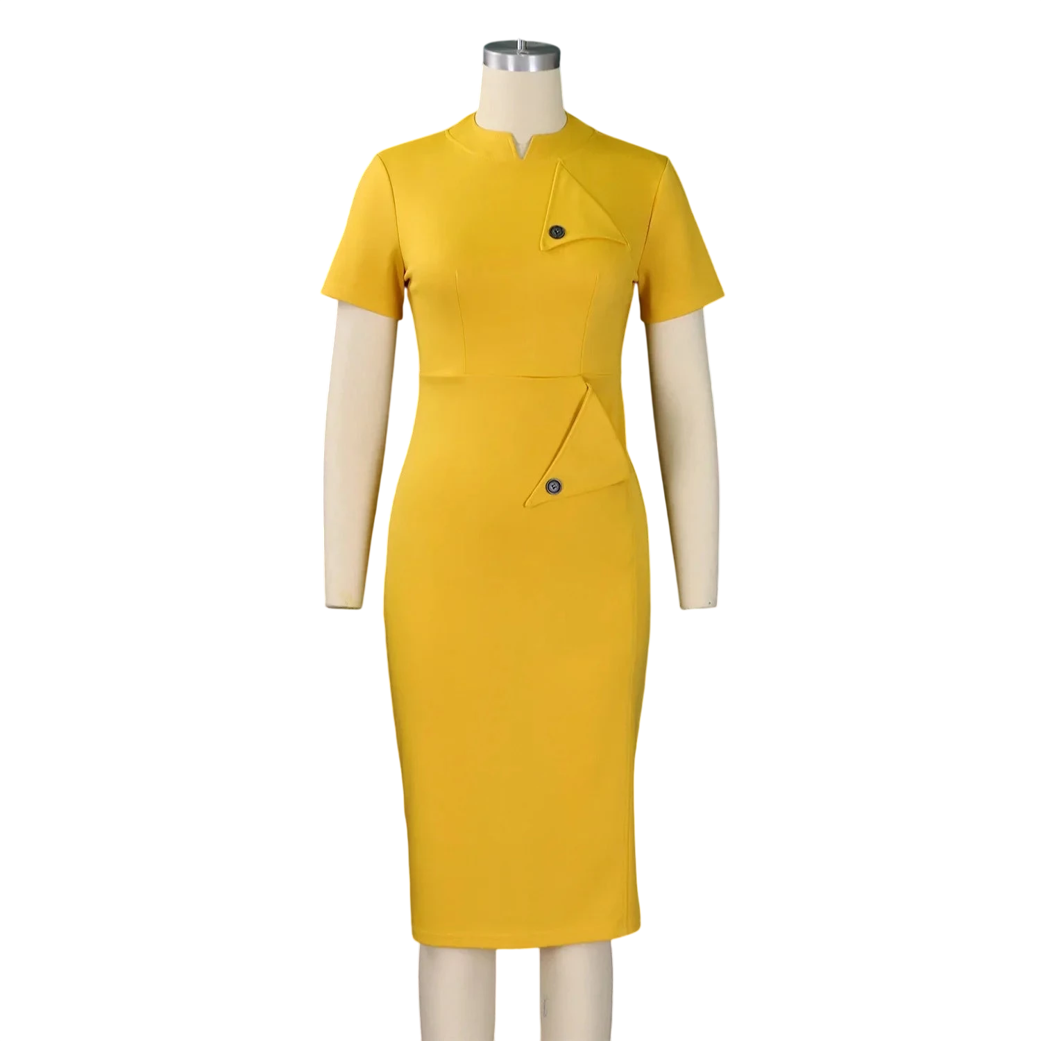 Yihddy women's bodycon midi dress with half high collar, vintage party sheath in black, form-fitting design, elegant and stylish.