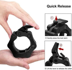 1 Pair 25/50mm Quick Release Barbell Clamps Spin lock Barbell Collars Weight Bar Clips for Weightlifting and Strength Training