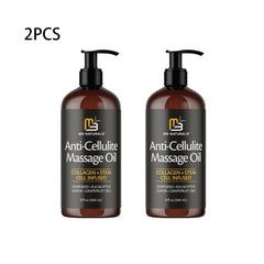 Two bottles of M3 Naturals anti-cellulite massage oil with collagen and stem cell infusion.