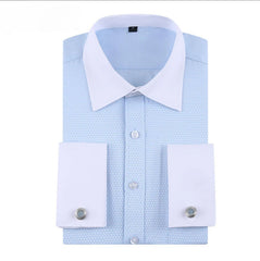 Quality & Gentle Formal Mens French Cuff Dress Shirt Men Long Sleeve Solid Striped Style Men's Shirts Cufflink Include Plus Size
