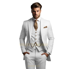 Men's grey 3-piece suit (jacket + vest + trousers) Elegant classic wedding attire, custom banquet birthday party tuxedo