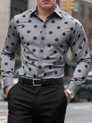 Men's shirt long sleeve shirt spotted lapel button casual outdoor breathable comfortable fashion trend new versatile clothing