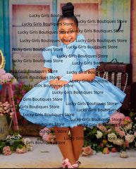 Pink Ball Gown Flower Girl Dresses Customized Tulle Tiered Ruffles Children Birthday Party Gowns High Neck Kids Wedding Dress