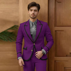 Beige Male Fashion Suit 2 Piece Set Single Breasted Jacket Pants Groomsmen Prom Blazers Outfits Slim Fit Groom Wedding Tuxedos