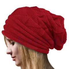 Winter Knitted Hat for Women Baggy Slouchy Beanie Hats Outdoor Warm Cap Bonnet Female Snow Skiing Warm Woolen Caps