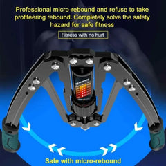 An adjustable hydraulic arm exerciser with a central resistance dial and two ergonomic handles.