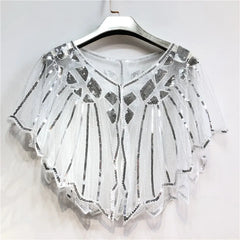 1920s Retro Beaded Sequin Flapper Shawl Loose Decoration Outerwear Short Cape Evening Party Ladies Cloak Shawl PST02#