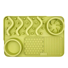 Slow Feeder Mat for Pets - Non-Toxic Silicone (Turquoise) Upgraded Anxiety and Boredom Relief Tool with Aluminum Bowl,17x11x2 in