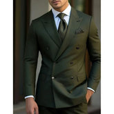 man 2 piece outfit set Pointed collar high-quality slim jackets men's suit with peak lapel for wedding Summer beach