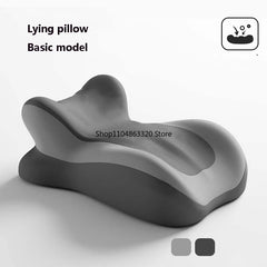 A grey ergonomic memory foam wedge pillow designed for neck and leg support.