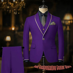3 Pieces Jacket+Vest+Pants Navy Blue Suits for Man Slim Fit Single Breasted Shawl Lapel Wedding Groom Tuxedos Prom Costume Homme