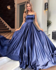 2024 New 3 Styles Simple Satin Bridesmaid Dress Cowl Neckline with Tieing Thin Straps Evening Dress Leg Slit A-line Prom Dress SHOWLU FASHION STORE