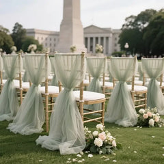 50-10pieces 200x75cm gauze Chair Back Veil Wedding Chair Sashes Wedding Chair Bows Covers Ribbon Party XMS Aisle Chair Decor
