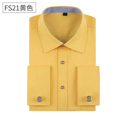 Quality & Gentle Formal Mens French Cuff Dress Shirt Men Long Sleeve Solid Striped Style Men's Shirts Cufflink Include Plus Size