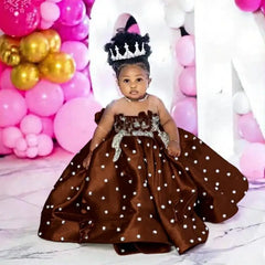 Fuchsia Beading Girl's Birthday Party Dresses Customized Ball Gown Puffy Flower Girl Dress Princess Baby Kids Pageant Gowns