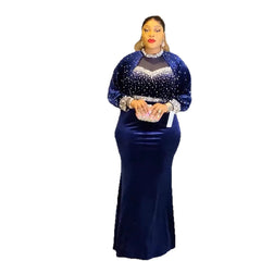 African Party Dresses for Women 2026 Plus Size Fashion Dashiki Ankara Velvet Wedding Gowns Elegant Turkey Muslim Maxi Dress