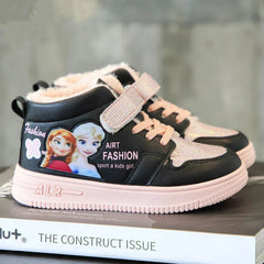 Disney Children Winter Ankle Snow Boots Cartoon Princess Elsa Frozen Pink Casual Shoes For Girls Warm Outdoor Shoes Size 26-37 SHOWLU FASHION STORE