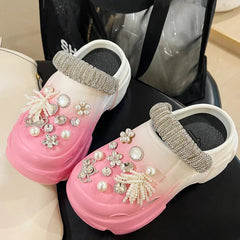 Gradient Color Charms Sandals 2024 New Clog Shoes Outdoor Women Slippers Thick Sole High Quality Summer Sandals For Girls SHOWLU FASHION STORE