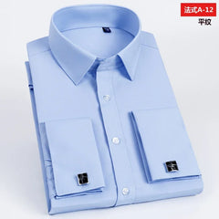 Men's French cufflink shirt long sleeved spring style multi-color collar high collar slim fit collar formal striped shirt