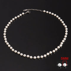 Stainless Steel Necklace White Imitation Pearl Necklace Temperament Clavicle Chain Pearl Choker Necklaces For Women Jewelry