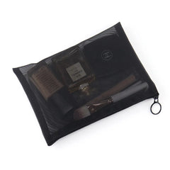 Large Capacity Portable Outdoor Travel Makeup Bag Black Transparent Mesh Storage Washing Bag Home Organization Tote Bag