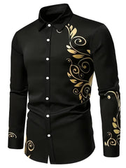 Hawaiian Men's Long Sleeve Shirt Simple 3D Printed Clothing Button Flip-over Street Trend New Series