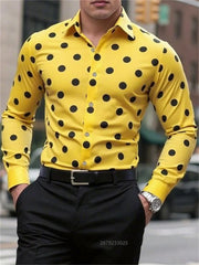 Men's shirt long sleeve shirt spotted lapel button casual outdoor breathable comfortable fashion trend new versatile clothing