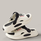 Comwarm New Men Summer Slippers Thick Sole Beach Slides Bathroom Anti Slip Slides Ultra Light Letter Slippers Men Sport Slippers