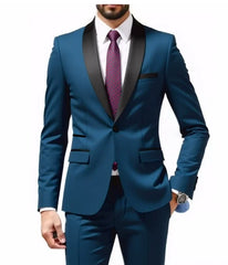 Men's New Fashion Business Casual Two-piece, Comfortable and Breathable Slim-fit Side Slit Single-button Suit Jacket+trousers