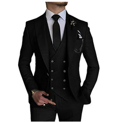 Men's Three-piece Suit Set Business Casual Host Groom Perfprmance Dress Suit