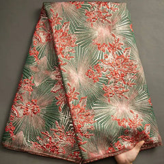 Latest Floral Brocade Fabric Jacquard Laces Nigerian Damask Organza Mesh Material French Tulle Gilding Tissue For Dress S3466