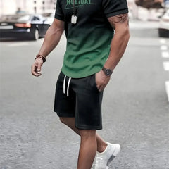New Men's Outfit Summer Short Sleeve T Shirt Set Fashion 2 Piece Sportwear 3D Printed Casual shorts Sweatshirt Men's Tracksuit