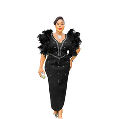 African Party Dresses for Women Plus Size Africa Clothes Dashiki Ankara Sequin Wedding Evening Sexy Bodycon Maxi Christmas Dress