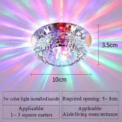 A crystal LED ceiling light with a lotus design that projects colorful light patterns.