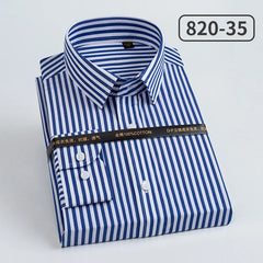 Men's pure cotton long sleeved shirt slim fit high-end light luxury 100 count striped heterochromatic collar wrinkle resistant a