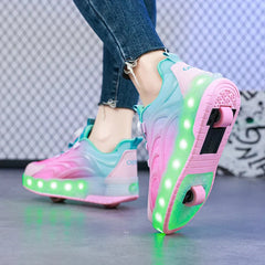 Two Wheels Children's Led Light Roller Skate Shoes For Kids Boys Girls Glowing Sports Luminous Sneakers Skateboard USB Charging SHOWLU FASHION STORE
