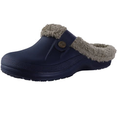 Shevalues Fuzzy Men Clogs Slippers Winter Fur Men Slippers Waterproof Garden Shoes Men Warm House Shoes Anti-slip Fur Slippers