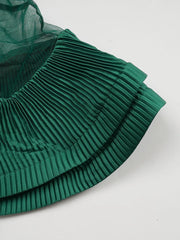 Women Sequin Christmas Party Dresses O Neck Patchwork Mesh Short Sleeve Ruffles Peplum 3D Flower Gowns Wedding Guest Occasion