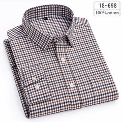 Luxury High-Quality 100% Cotton Houndstooth Full Shirts for Men Slim Fit Casual Shirt Long-Sleeve Plaid Soft Designer Clothes Ro