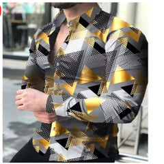 Men's Long Sleeve Shirt Casual All-match Fashion Street Men's Shirt Lapel Single-breasted Long Sleeve Top Men's Clothing