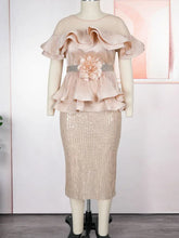 Elegant African Dresses For Women 2025 New Fashion Ruffle Wedding Party Midn Dress Plus Size Turkey Sequin Evening Gown