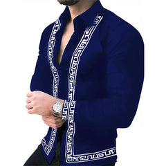 Geometric Pattern Men's Fashion Shirt Long Sleeve Slim Fit Trendy Casual Tops Men's Clothing Graffiti Streetwear Oversized S-5XL
