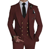 Fashion Men's Suits 3 Pieces Leisure Boutique Single Buckle Slim Fit Dress Wedding Suit Set (Blazers+Vest+Pants)