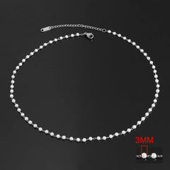 Stainless Steel Necklace White Imitation Pearl Necklace Temperament Clavicle Chain Pearl Choker Necklaces For Women Jewelry